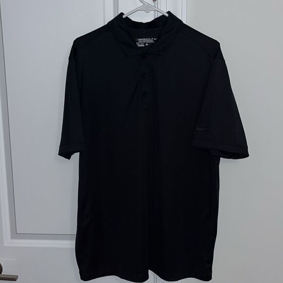 2-Great print fabric Nike black Tour Performance golf polo shirt pointed collar - Picture 2 of 7